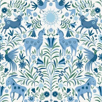 RoomMates Whimsical Creatures Blue Peel and Stick Wallpaper