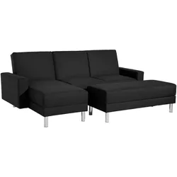 FUNKTIONSSOFA mit Hocker Katryna Flachgewebe schwarz