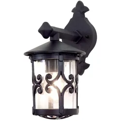 Außenleuchte Wandlampe Laterne ALU-Druckguss Glas H 31 cm Schwarz Balkonlampe