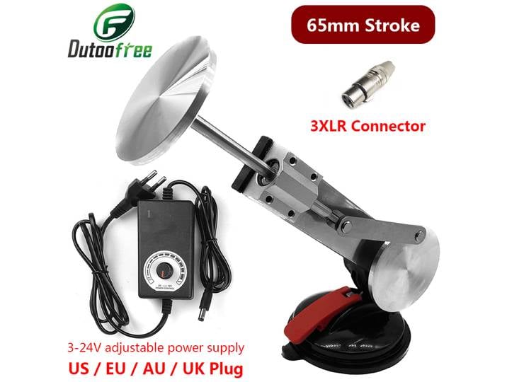 Actionneur linéaire télescopique à mouvement alternatif 3-24V avec plaque en aluminium de 75 mm, course de 65 mm, connecteur 3XLR, moteur à mécanisme alternatif