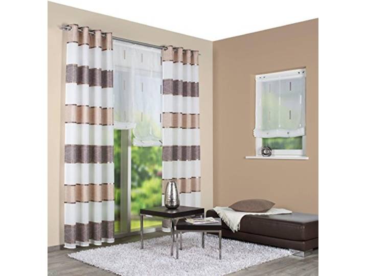 Home fashion 047777-0112 Cappuccino 145/140 cm Fertigschal, Stoff, Cappuccino, 145 x 140 cm