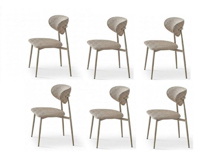 JVmoebel Esszimmerstuhl Stuhl-Set 6x Stuhl Beige Bequem Modern Stoff Weich Klassisch, Made in Europa