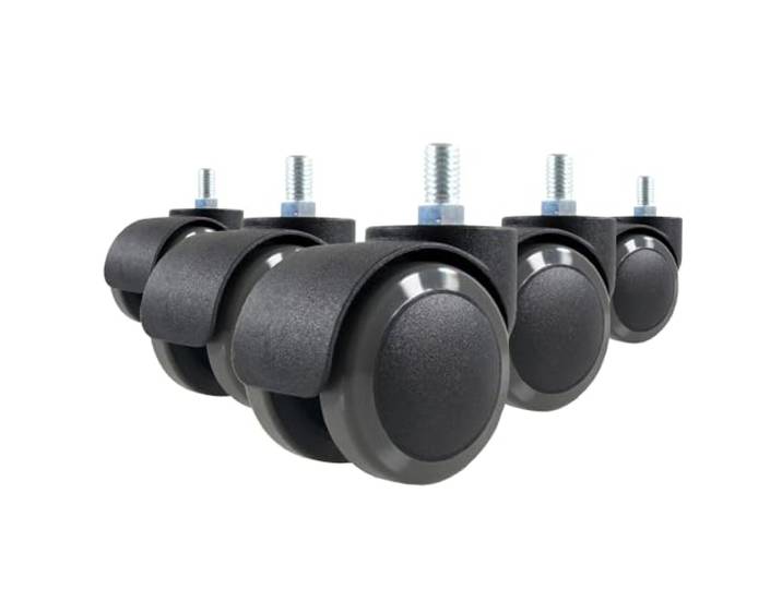 hjh OFFICE 619007 5X Hartbodenrollen 50mm / Gewinde M10 Büro-Stuhl-Rollen für Hartböden (5er Pack)