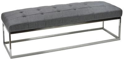 Cortesi Home Biago Frey Linen Tufted Bench with Metal Base
