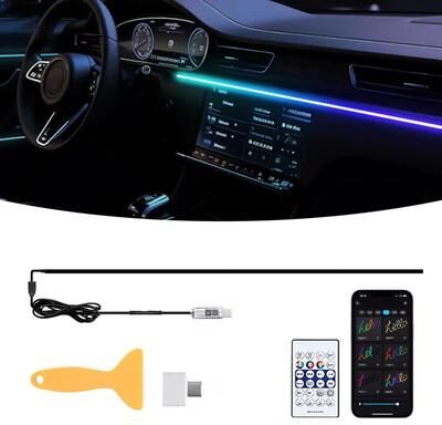 Inspire Select Tesla Ambient Light Kit With USB Hub & Auto Shut Off Module RGB APP Controlled Dashboard LED Interior Lighting 1in1 43.3 In