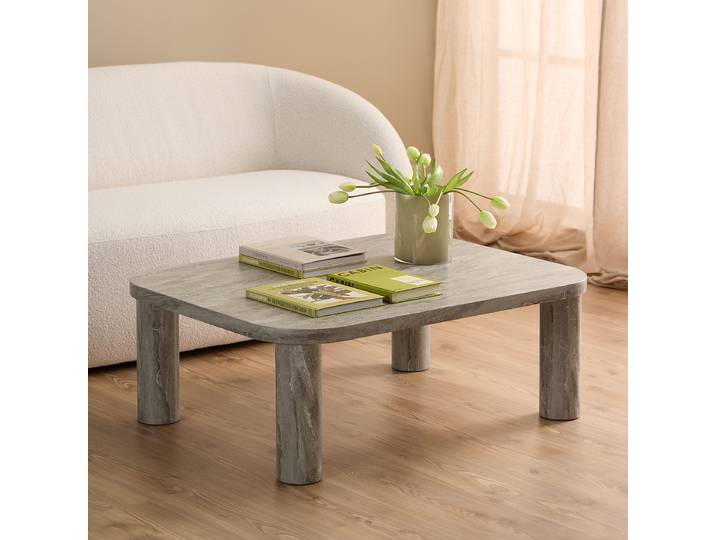 Couchtisch Lemyra rechteckig 100 x 36 x 75cm Grau/Marmor Grau Dekor