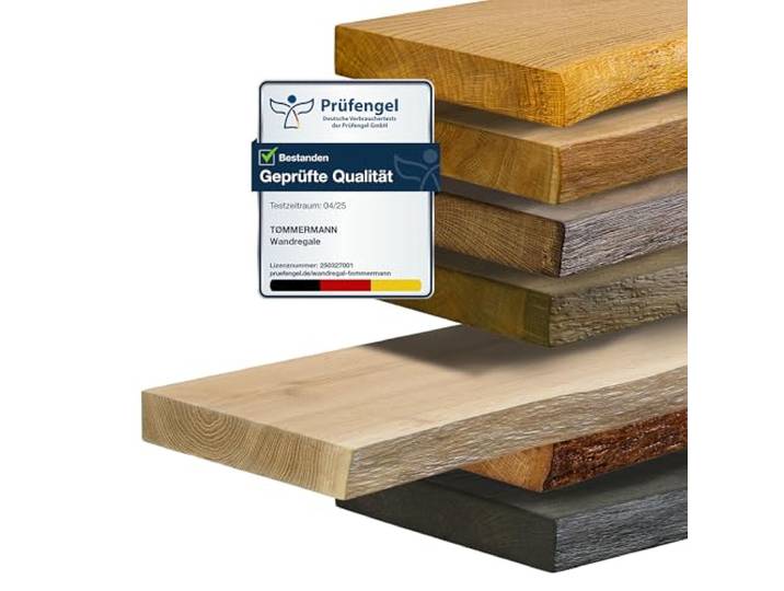 tømmermann Wandregal Schweberegal massiv Eiche - Bücherregal Holz Regal mit Baumkante Hängeregal Regalbrett aus massivholz Wandboard deko Regal Wand Shelf 150 cm breit Farbe Weißöl