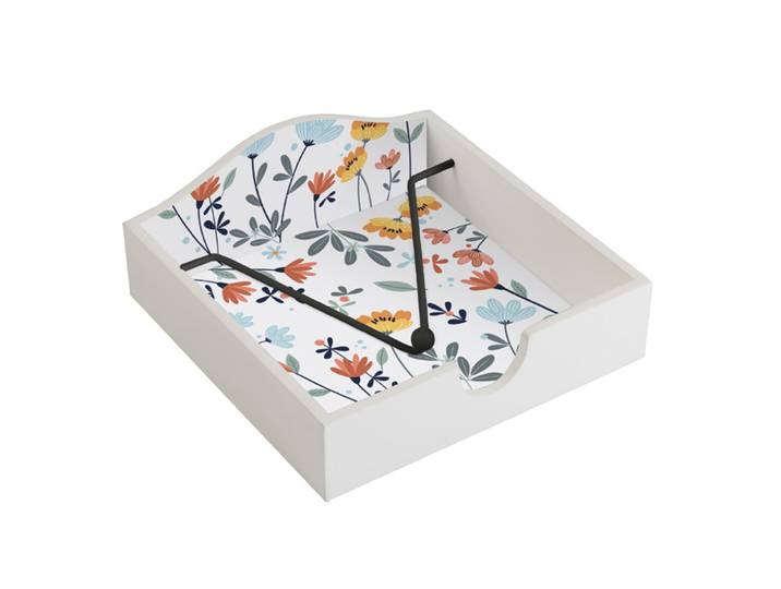 Serviettenhalter aus Holz, Serviettenspender mit Blumenmuster, 18 x 18 x 7 cm