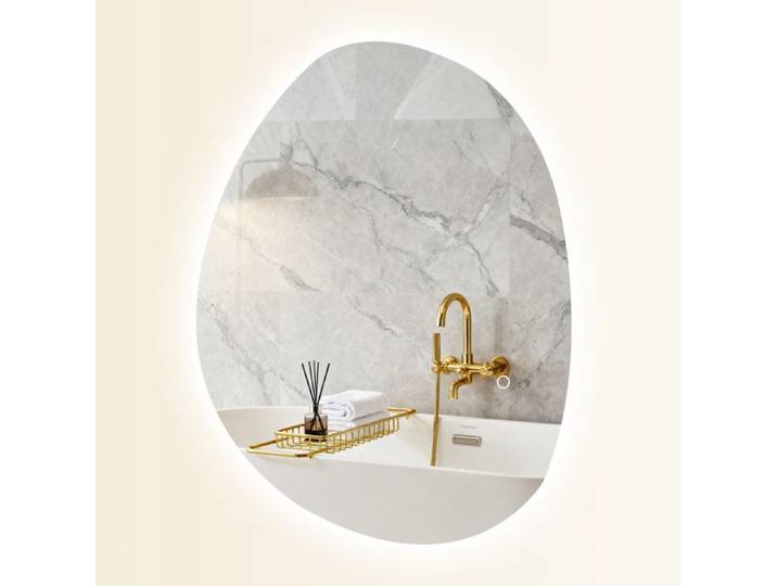 VVBV-Miroir de Salle de Bain LED Asymétrique Anti-Buée Dimmable 3 Couleurs IP44 Argent 70 x 50 cm 50 cm