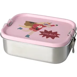 RICE Edelstahl Kinder Lunchbox Brotbox Hero, Pink - Small - 800 ml L:17 cm, B:12 cm, Höhe 6 cm