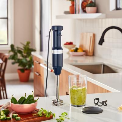 KitchenAid Corded Variable-Speed Immersion Blender in Ink Blue with Blending Jar