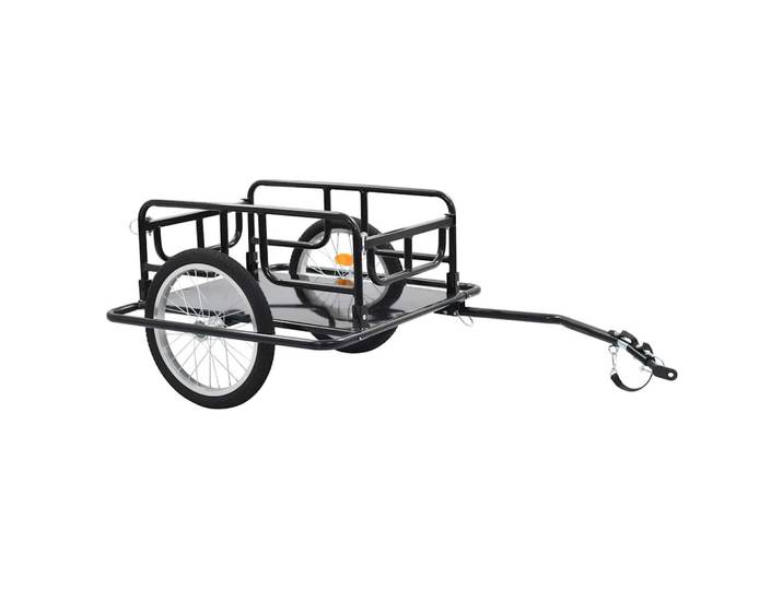 vidaXL Fahrradanhänger 130/73/48,5 Cm Stahl Schwarz, Metall, Rechteckig, 73x48.5x130 cm, Freizeit & Co, Sport & Fitness, Fahrradanhänger
