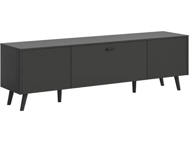 Lowboard HOME AFFAIRE RHOMBUS,hochwertige MDF-Front mit Karo-Optik , schwarz (grau), B:185cm H:55cm T:40cm, Sideboards, Lowboard, TV-Unterschrank, Lowboard, TV-Schrank, Wohnzimmer