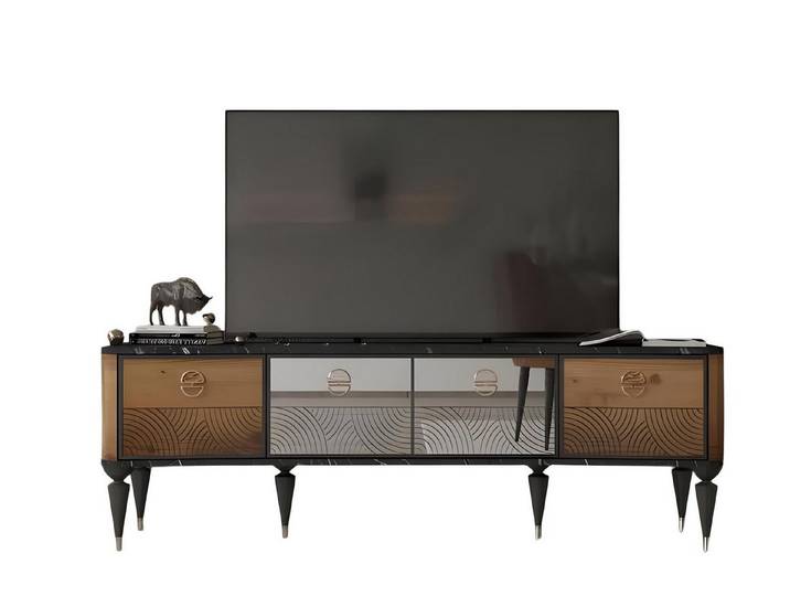 JVmoebel TV-Schrank Elegantes Holz Lowboard in Braun mit Stauraum für Multimedia-Geräte (TV-Schrank) Made in Europe