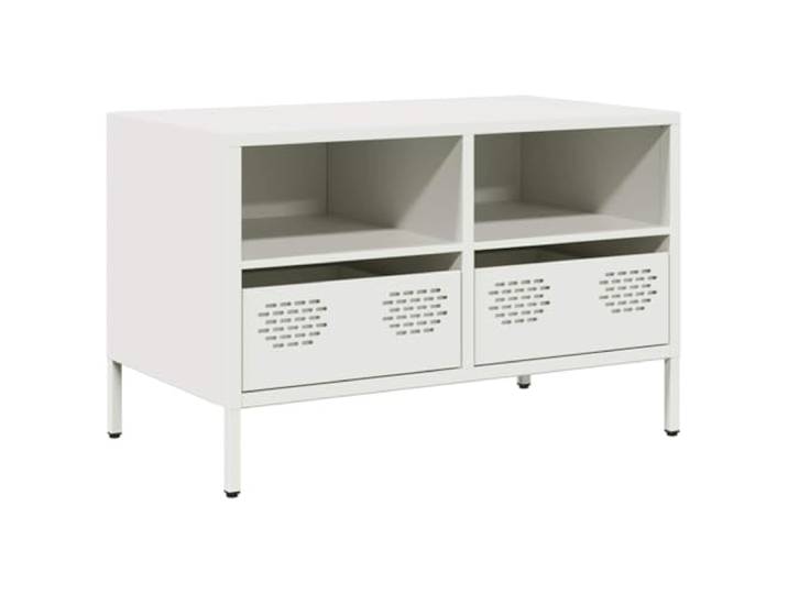 Kaorsrow TV-Schrank Weiß 68x39x43,5 cm Metall Fernsehtisch Lowboard Stabiles Industrie-Lowboard aus Stahl für Wohnzimmer und Schlafzimmer mit 2 Fächern und 2 Schubladen.