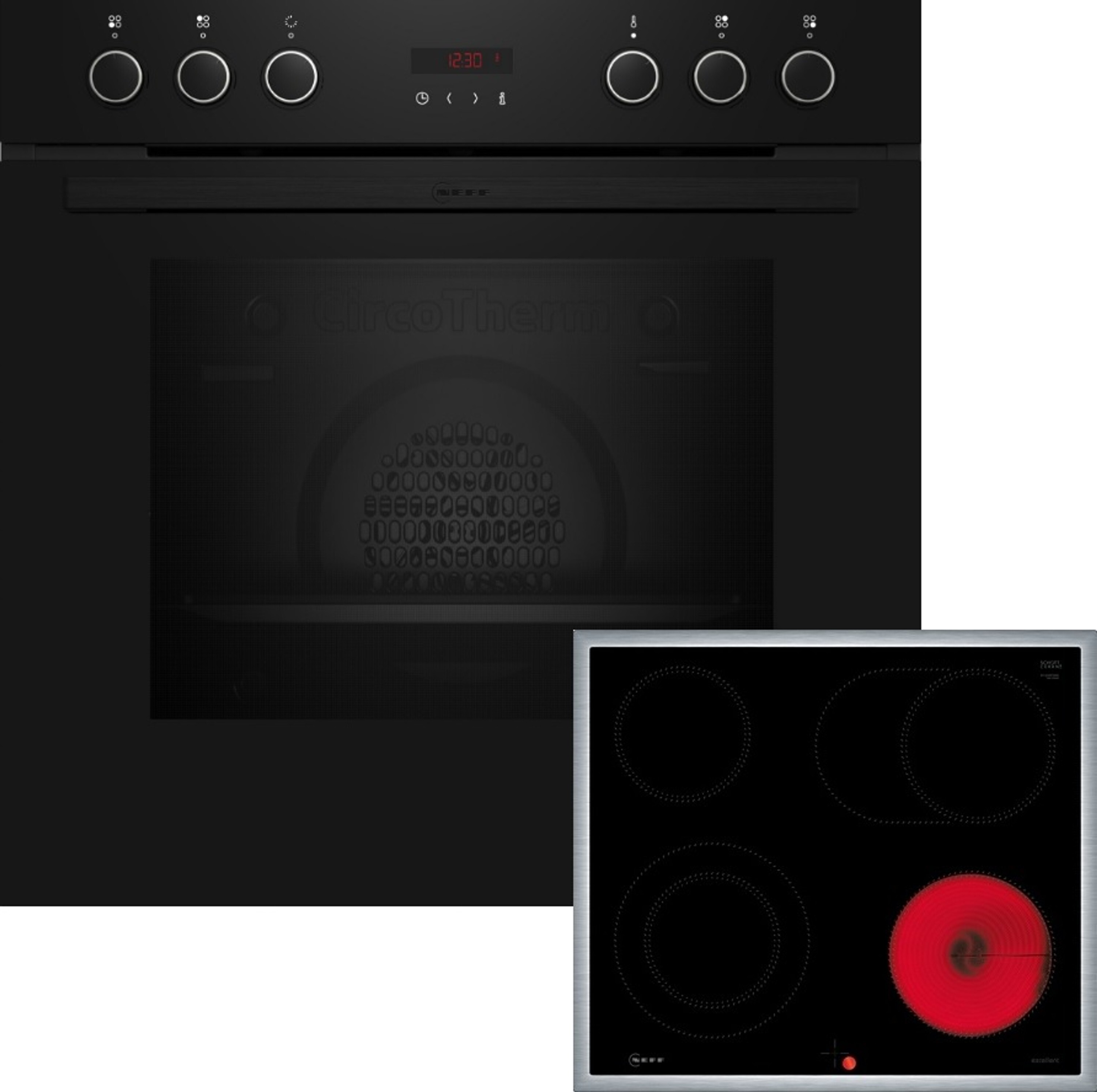 Neff E2CCG6AK3 + M16SRF0M0 + Z11TI15X0, Glaskeramikkochfeld, 4 Zone(n), Glaskeramik, Schwarz, Touchsteuerung, 58,3 cm