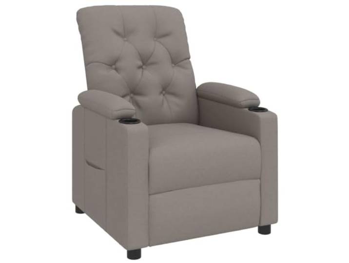 Relaxsessel mit verstellbarer Rückenlehne, Textilgepolstert, Farbe Taupe Holz-Metallrahmen, Sitzfläche dick gepolstert, Armlehnen breit, atmungsaktiv, 3 Rückenpositionen