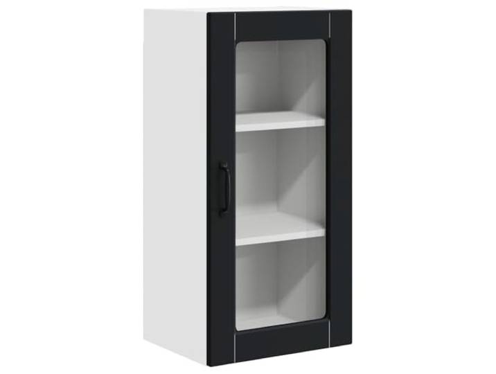 IBUQDDV Wandglas-Schrank Lucca Schwarz 40 x 31 x 80 cm Holzwerkstoff Minimalistisches Design, rechteckige Form, für Innenküchen, robuste Konstruktion, zeitgemäße Innenräume