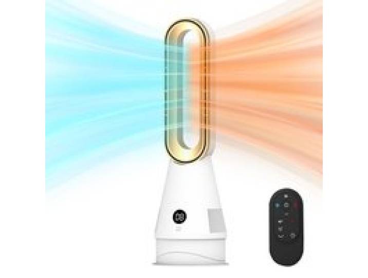 Ventilateur Tour Sans Pales avec Chauffage Et Refroidissement Électrique silencieux de 32 dB économe en énergie(blanc).