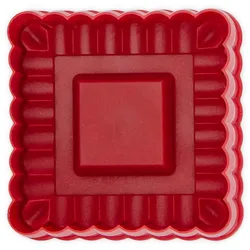 Städter Quadrat gewellt 6 x 6 cm / H 4,5 cm Rot mit Prägun