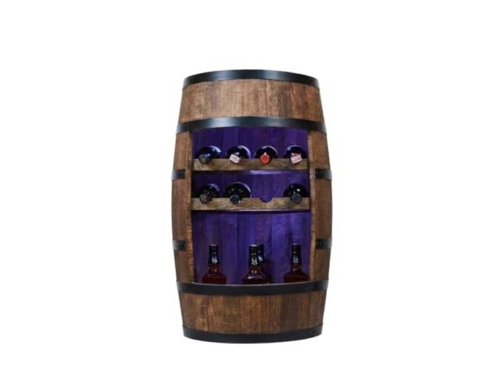 CREATIVE COOPER Weinregal Holz - Weinschrank Mini Bar - Weinschrank Mann und Frau - Barschrank mit LED-Leuchten - 80cm hoch - Retro deko Bar Regal - Hausbar Theke - Fassmöbel (Wenge)