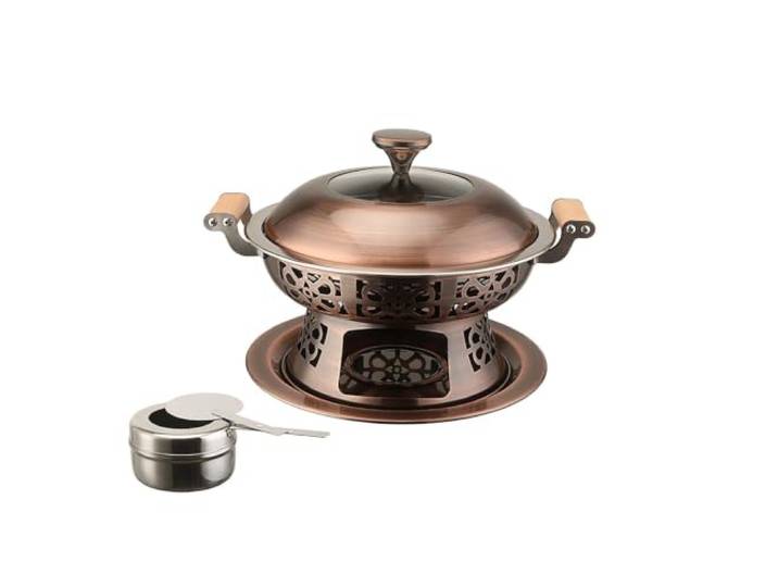 Chafing Dish-Set mit Deckel, runder Chafing Dish chafing dish Sets aus Edelstahl-Chafers und Buffetwärmern mit Pfannen und Brennstoffhaltern