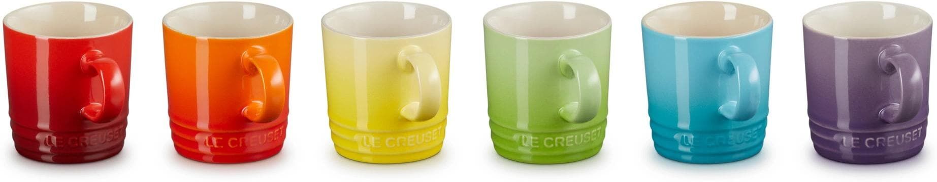 Tasse LE CREUSET "350 ml, 6 Stück", bunt (regenbogen), 350ml, Steinzeug, Trinkgefässe, Tasse regenbogen 350ml