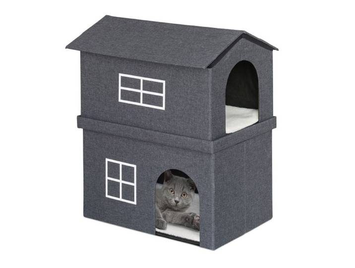 Relaxdays Katzenhaus 2 Etagen für drinnen