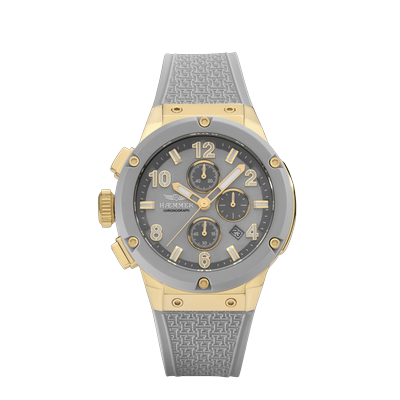 Chronograph HAEMMER GERMANY "WAVE MASTER", grau (grau, grau, grau), Armbanduhren, Damen, goldfarben, Chronograph, Quarzuhr, Armbanduhr, Damenuhr, Herrenuhr, Made in Germany