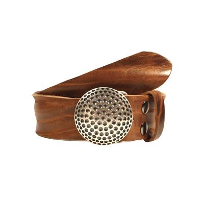 Ledergürtel RETTUNGSRING GÜRTEL, Damen, Gr. 80, braun (dunkelcognac), Leder, unifarben, Gürtel Ledergürtel, mit austauschbarer Schließe »Golfball Silber«