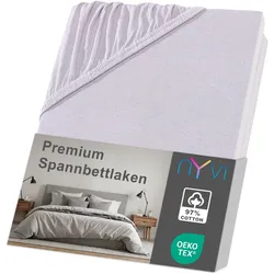 NYVI Spannbettlaken DreamScience Premium - Komfort Spannbetttuch, 190g/m2, Einlaufschutz, Bügelfrei, mit Gummizug Farbe:silber;Größe:180x200 - 200x200 cm