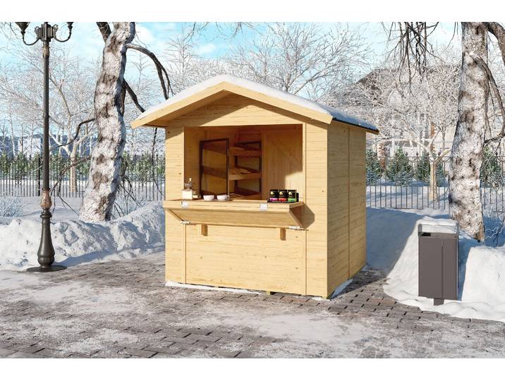 Marktstand weka Mori 4 inkl. Fußboden 195 x 225 cm natur