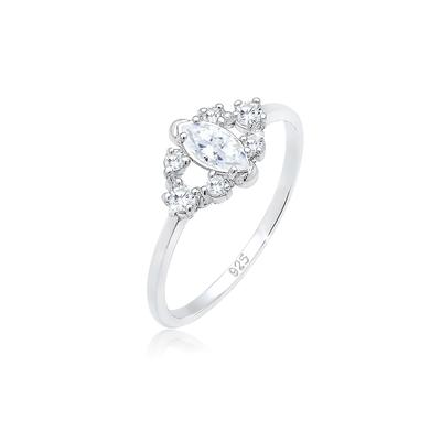 Verlobungsring ELLI "Verlobungsring Zirkonia Weiß 925 Sterling Silber" Gr. 56, silber, Fingerringe, Damen, 56mm, Silber 925 (Sterlingsilber), 1,5mm, Verlobungsring