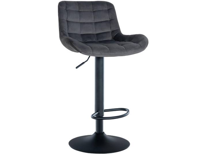 CLP Barhocker Samt Dunkelgrau, Metall, 48x81x54 cm, Esszimmer, Barmöbel, Barhocker
