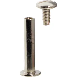 100 Buchschrauben, vernickelt Hülse glatt, Schraube geschlitzt | 22 mm, Metall, silber