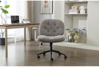 toswini Fabric Criss Cross Office Chair with Wide Seat and Adjustable Flip Arms