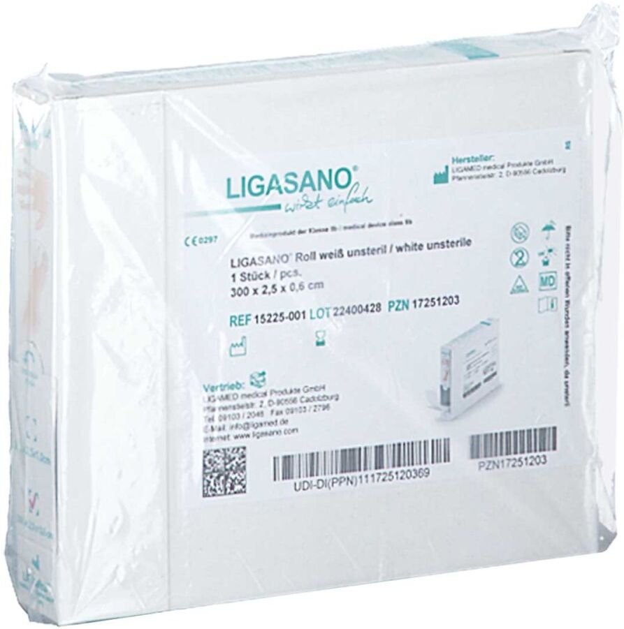 Ligasano Roll Weiß Verb.0,6x2,5x300 Cm Unsteril 1stk