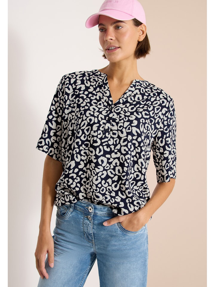 Cecil Bluse in Dunkelblau/ Creme - XL