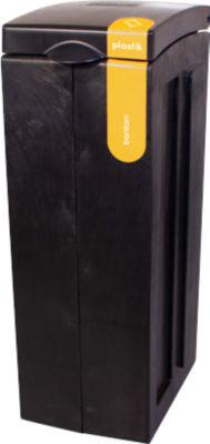 BonTon Abfalltrennsystem Plastik-Abfall, 70 Liter, recyceltes Polypropylen, einzigartiges Design, B 280 x T 430 x H 771 mm, gelb/grau