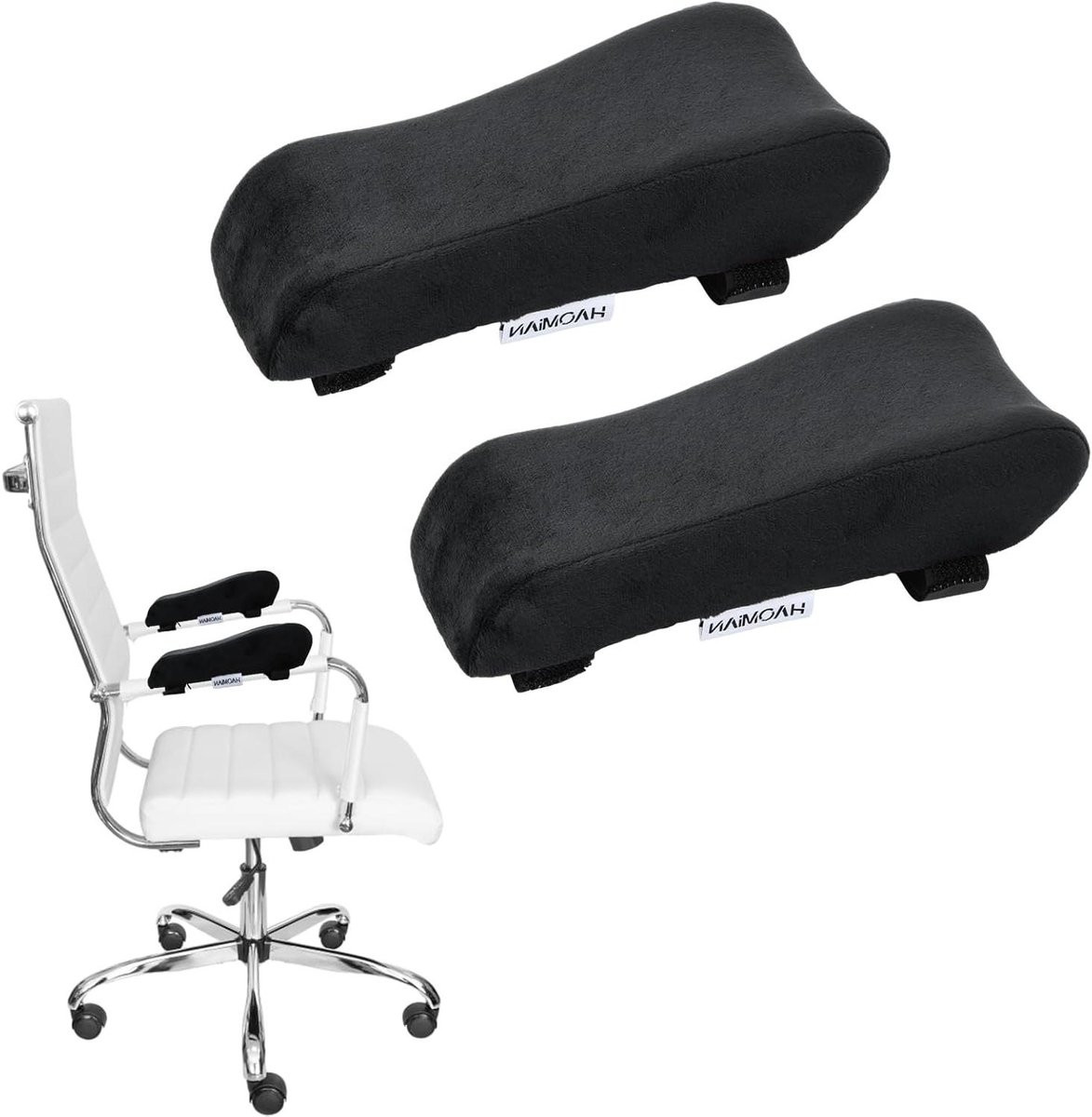 Zwarte Armsteunhoezen voor Bureau Stoelen met Geheugen Schuim Vulling - 25 x 7 cm