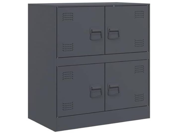 HGFDVCMR Sideboard Anthrazit 67x39x73 cm Metallschrank mit 4 Türen Kompakter Kommodenschrank aus kaltgewalztem Stahl mit 4 Fächern für Wohnzimmer, Flur und Home Office.