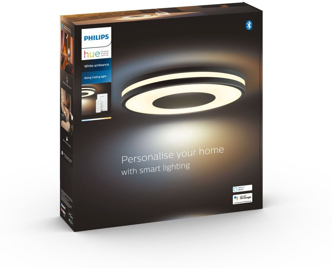 Philips Taklampa Being HUE, rund, 34,8 cm, 23W, svart