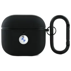 BMW Genuine Leather Silver Logo - Hülle für AirPods 4 (schwarz)