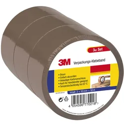 Verpackungs-Klebeband, Braun - 3er-Set