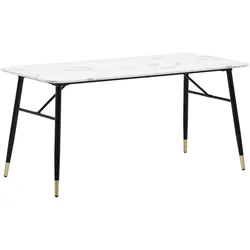 ESSTISCH Marmoroptik Metall Rechteckig Modern Klein, Weiß 140x80x76 cm