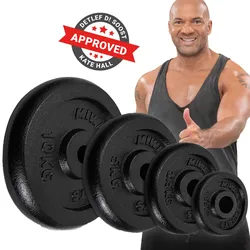 Miweba Sports Hantelscheiben HSG100, 2x 10 kg Hantel-Gewichte, passend für Ø 30mm, Set, Gusseisen