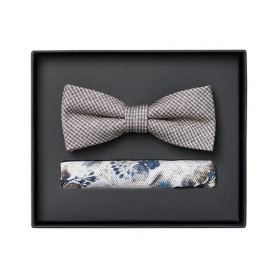 Fliege VENTI "VENTI Set aus Fliege und Einstecktuch gemustert", Herren, sand, 72% Polyester, 20% Viskose, 8% Elasthan, Fliegen