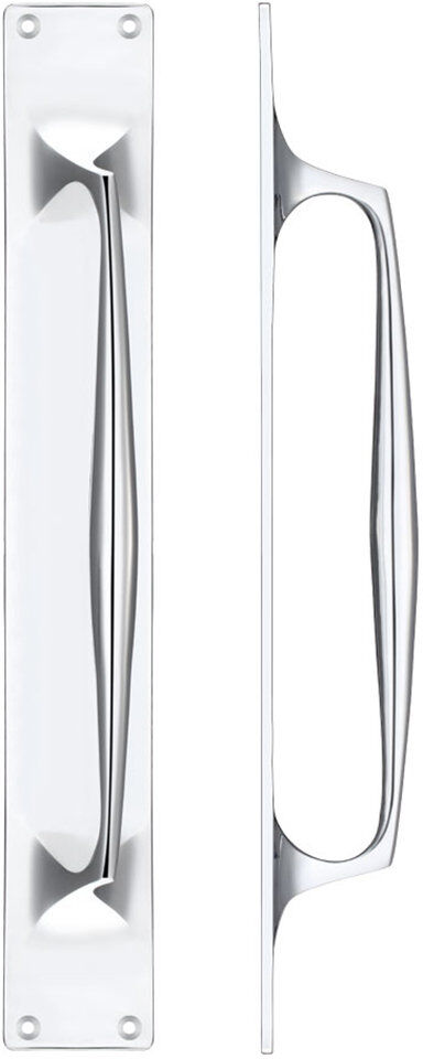 Fulton & Bray Cast Brass Pull Handle with Backplate Polished Chrome 30cm H x 6cm W x 6.5cm D