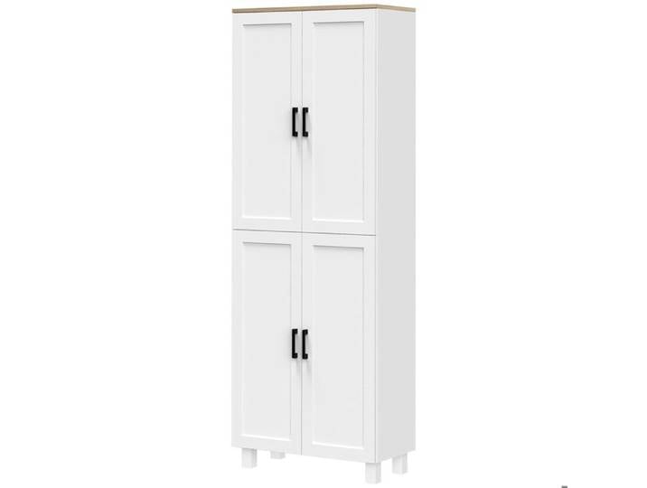 LIA Armoire de cuisine hauteur 170 cm buffet haut avec 4 portes et étagères ajustable design moderne blanc