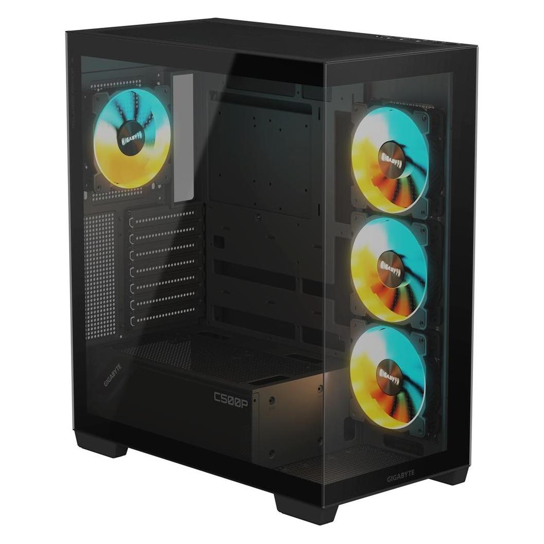 Gigabyte Case||GB-C500P ST|MidiTower|Case product features Transparent panel|ATX|MicroATX|MiniITX|Colour Blac (ATX, mATX, Mini-ITX) (GB-C500P ST)